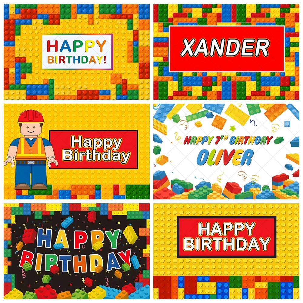 

Colorful Building Blocks Backdrop Custom Boy Kids Birthday Party Decoroation Banner Newborn Baby Shower Photography Background