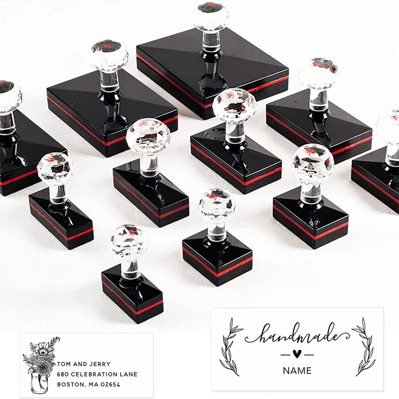 Holder 5 Sets Rectangle Stamp Shell with Rubber Pad Flash Stamp Machine Selfinking Stamping