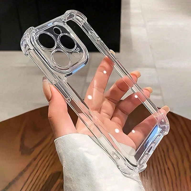 1pc four corners drop-proof case for iPhone 15Pro , 14promax,13,11, Protective Case Simple Soft Transparent Shockproof Function image 5
