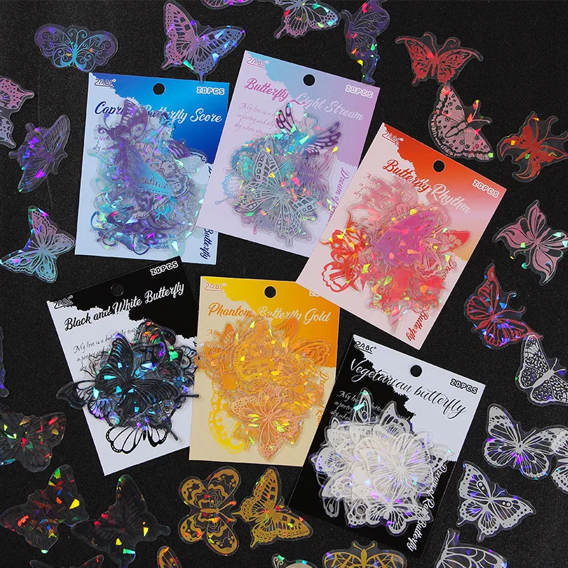 

Journamm 20pcs Butteerfly Stickers Waterproof Gilded Butterfly Sticker Decor Photo Album DIY Scrapbook Junk Journal Stationery