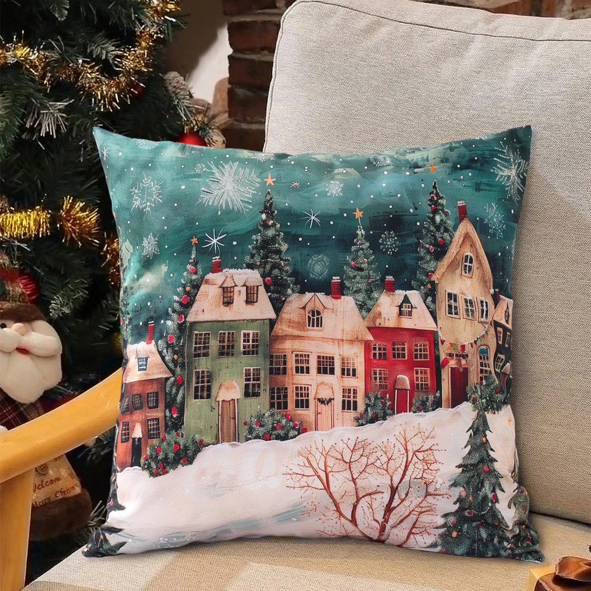 عيد الميلاد الشتاء العجائب وسادة تغطي عيد الميلاد الديكور للمنزل 2025 عيد الميلاد وسادة تغطي نافيداد ناتال السنة الجديدة هدية 2026