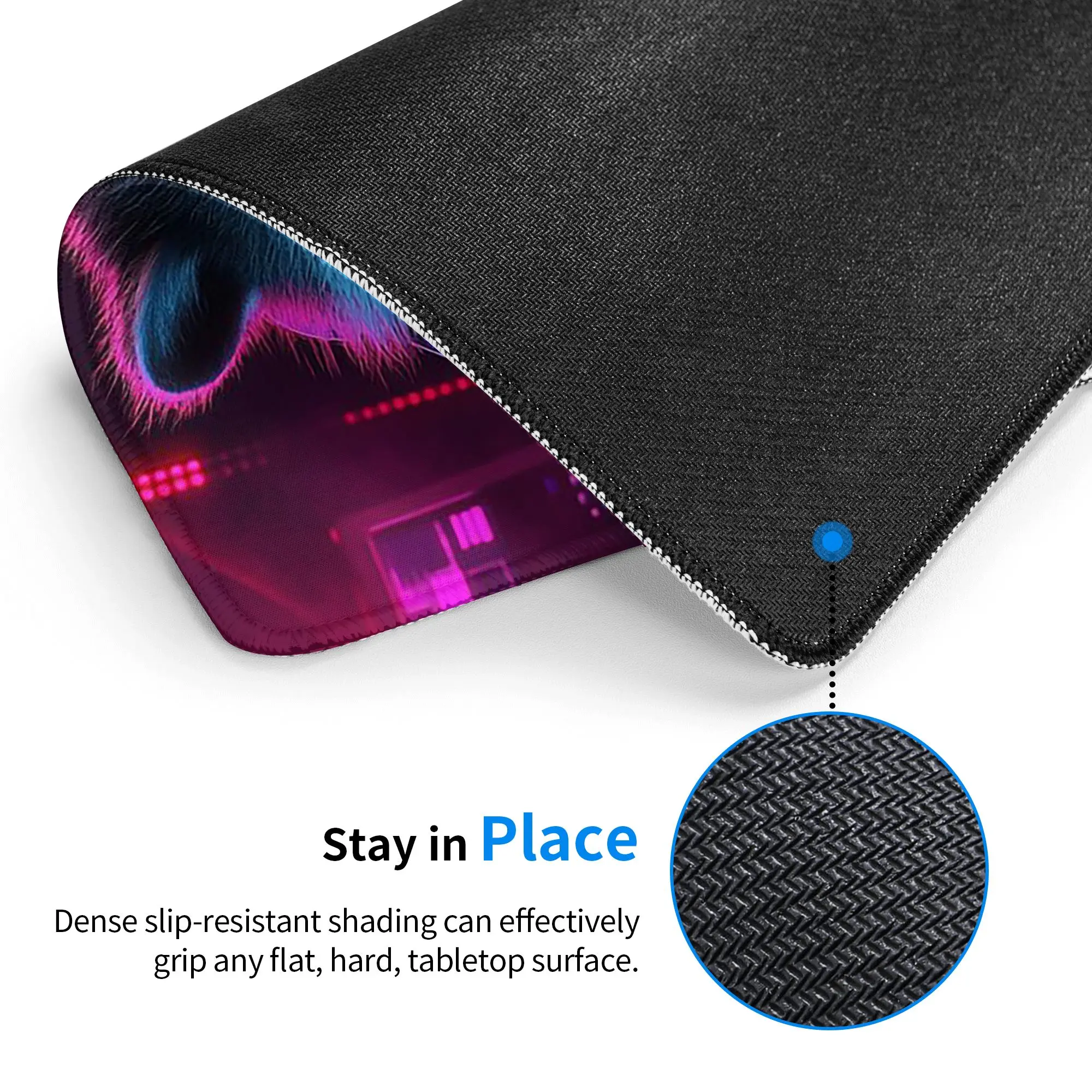 Neon Raccoon DJ With Animal Party Mouse Pad Computer Keyboard Mouse Mat Gaming PC Laptop Desk Mat Office Accessories Table Mats