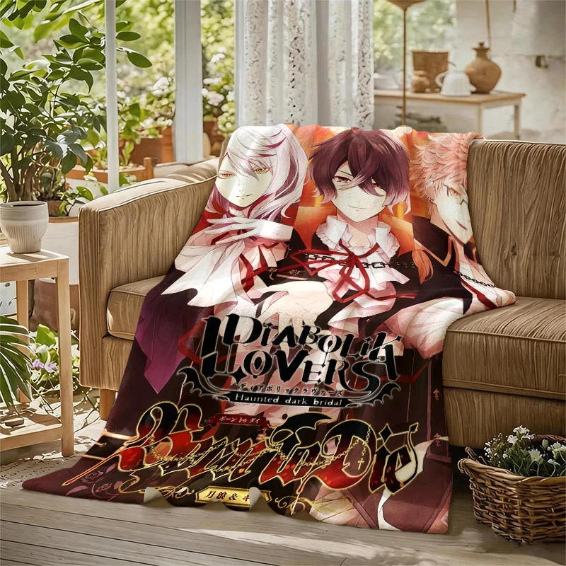 Anime D-Diabolik Lovers Flannel Blanket Soft Warm Christmas Halloween Blanket for Lightweight Cozy Room Home Decor Gifts