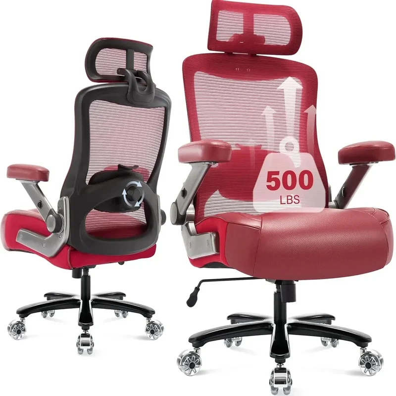 

Heavy Duty Big and Tall Office Chair with Ergonomic Mesh, Adjustable Lumbar Support, and Headrest - Supports Up to 500lbs