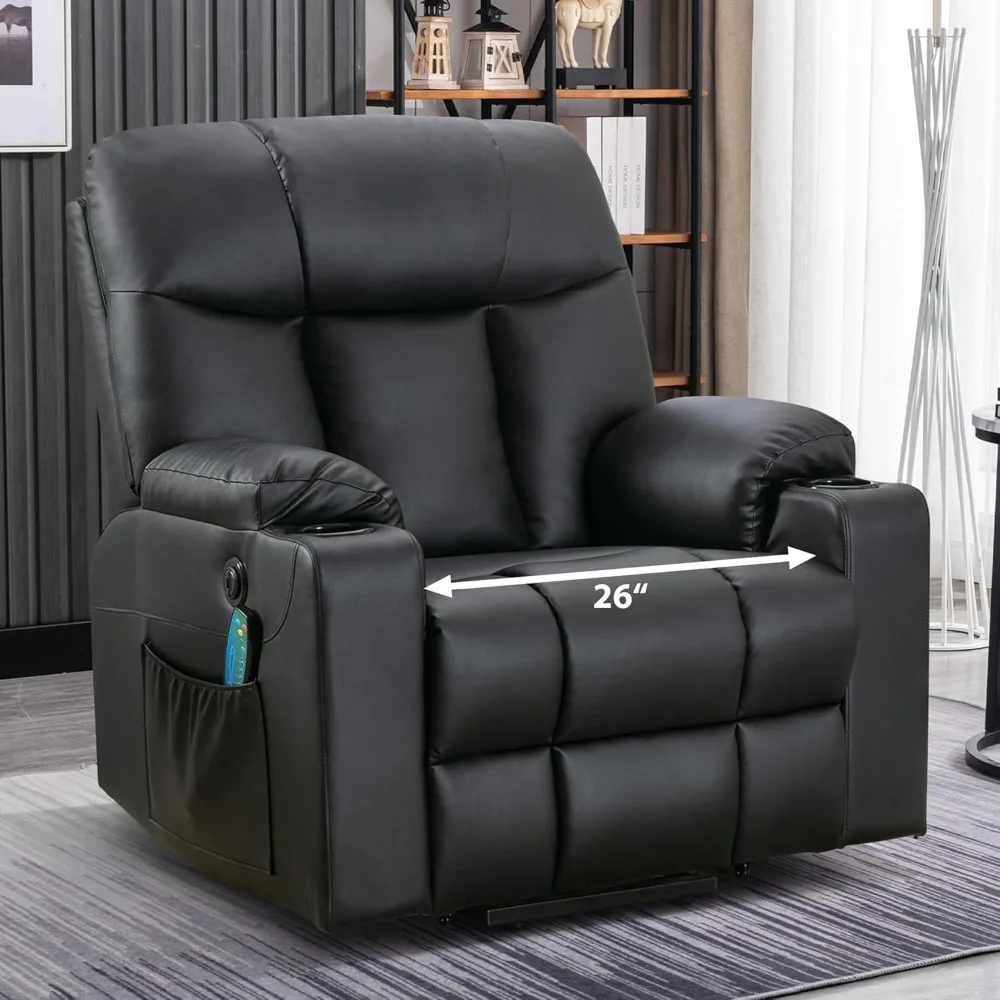 Extra Wide Lift Recliner Chair with Heat and Massage, Faux Leather Power Lift Chair Massage Chair for Adults Elderly,  26