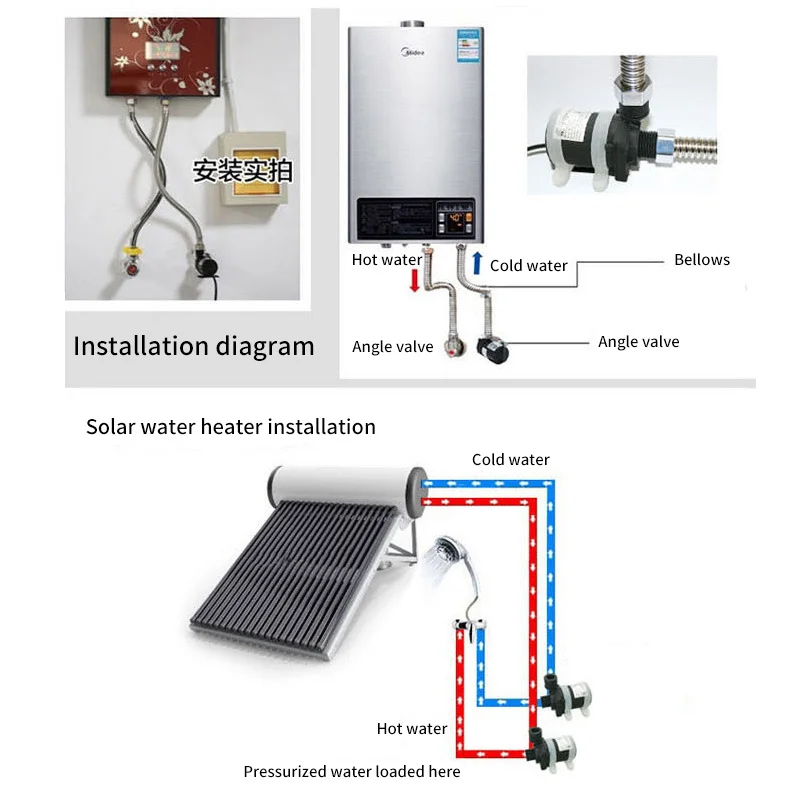 DC 12V/24V 1/2 "motor sin escobillas bomba de refuerzo sumergible silenciosa calentador de agua ducha calefacción por suelo radiante bomba de fuente circulante