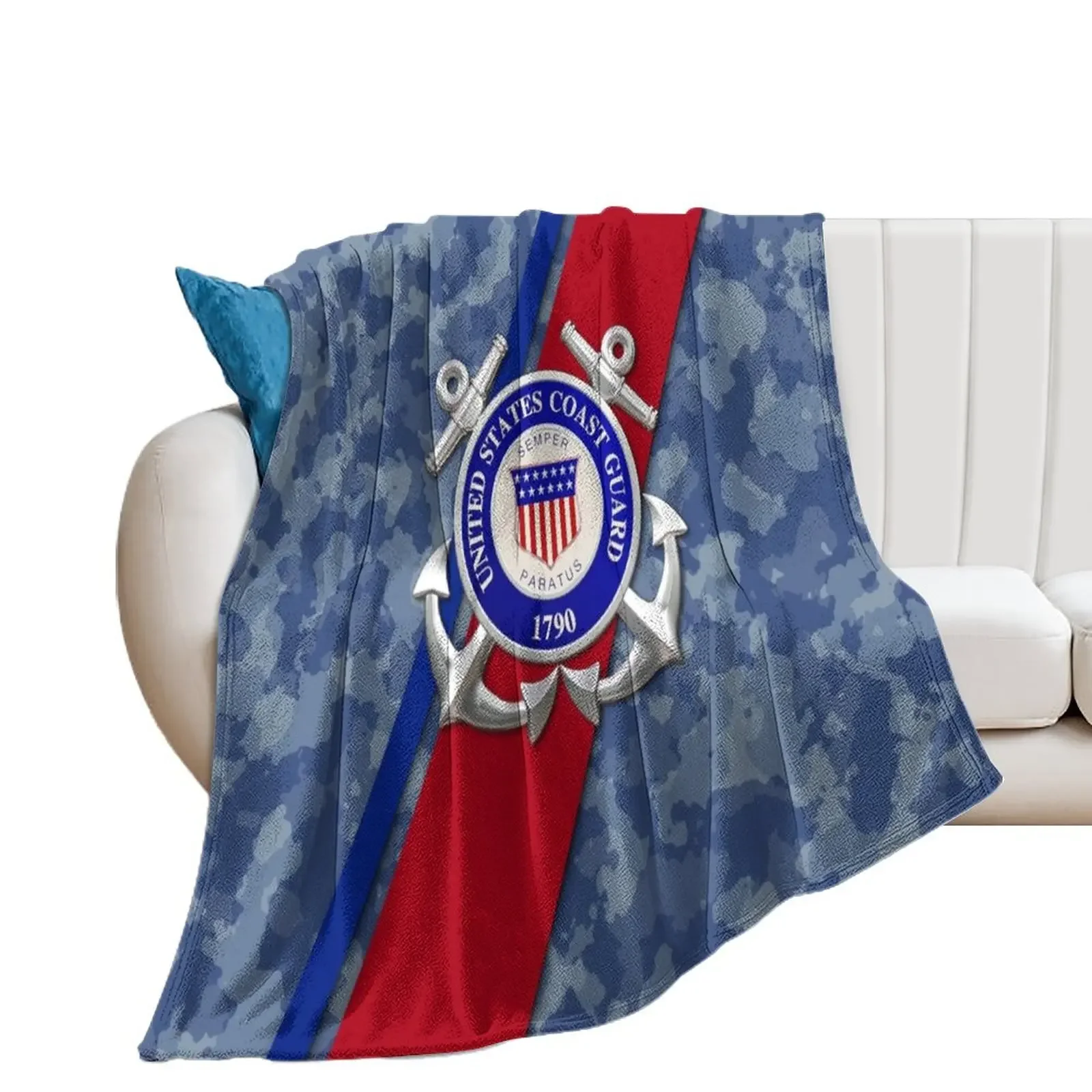 US Coast Guard Throw Blanket Hair funny gift Soft Big For Sofa Thin Blankets