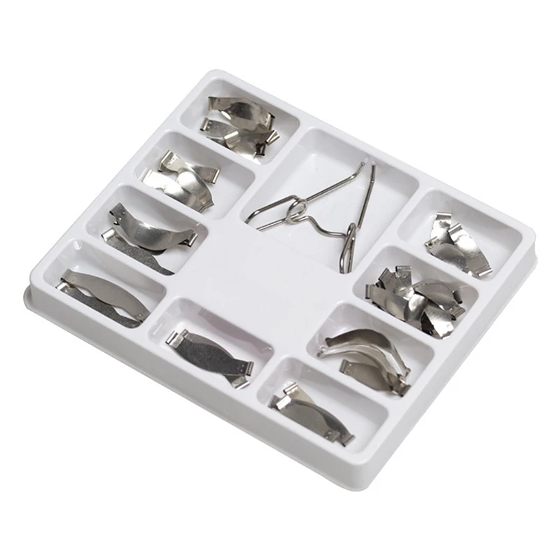 36 pcs Dental Saddle Contoured Metal Matrices Matrix Universal Kit with Spring Clip