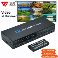 4K 4x1 9x1  HDMI Quad Multiviewer 4 9 Screen  9x1 Seamless Switch 9 In 1 out with remoter for Camera Monitor Switch Adapter