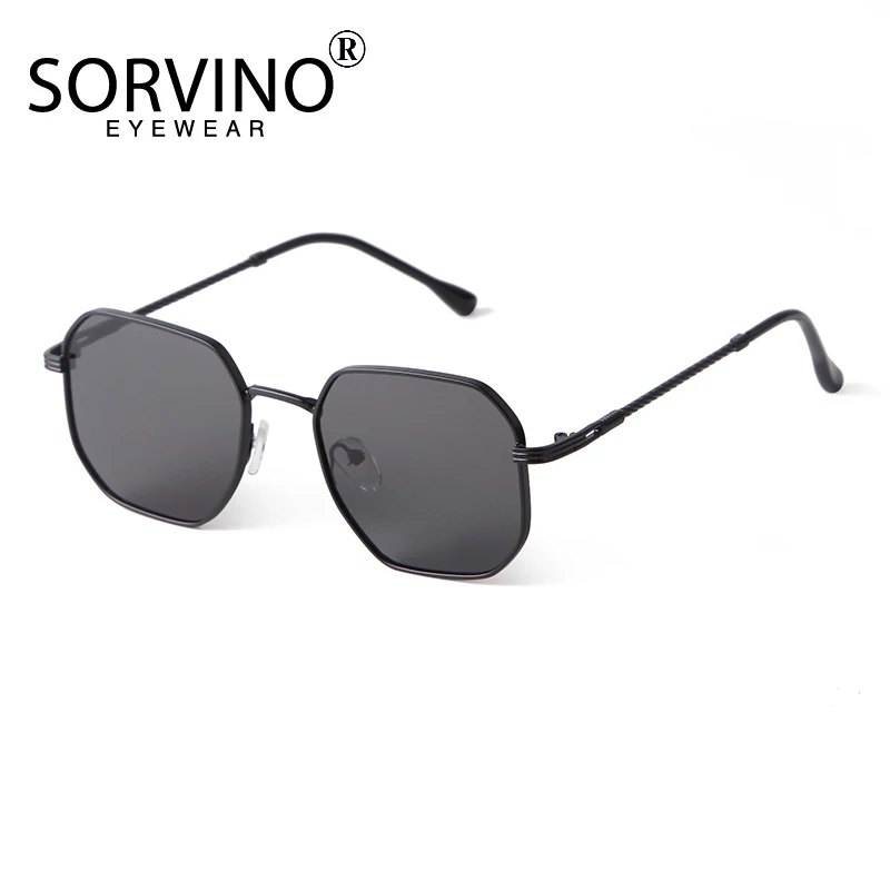 SORVINO Hexagon Sunglasses Vintage Metal Men Polygon Sun Glasses Brand Designer Small Frame Square Eyewear Women UV400 Shades