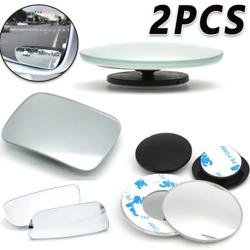 2pcs 360 Degree Adjustable Blind Spot Mirror Car Auxiliary Rearview Convex Mirror Round Frame Wide Angle Mirrors for Car Reverse