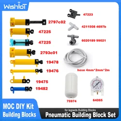 MOC Pneumatic Kits Technical Parts Cylinders Air Pump Push Rod Switch Piston Air Pipe Air Building Blocks 47225 19478 4697 8800