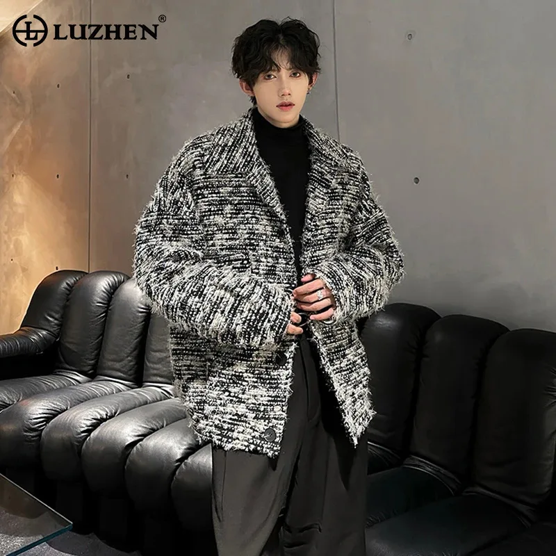 LUZHEN 2025 Autumn Winter New Fashion Stripe Textured Casual Jacket Men's Korean High Quality Fleece Handsome Male Coat JY4986