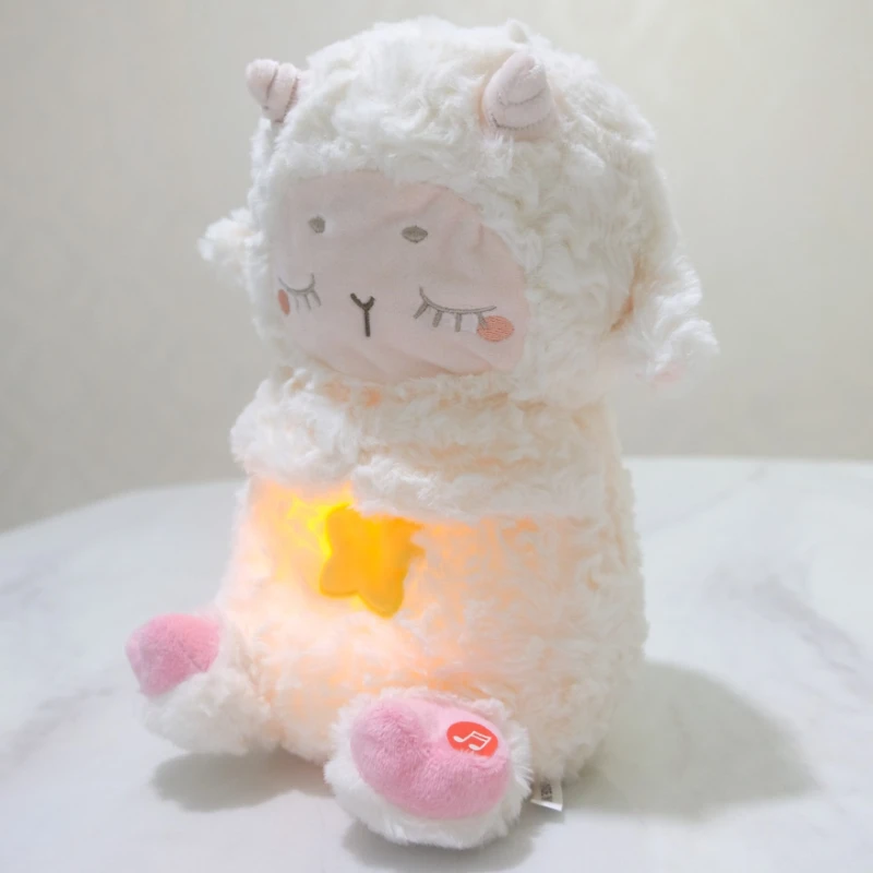 

Glowing Breathing Cute Lamb Stuffed Animals Plush Soothing Doll Toy Children's Sleep Soothing Artifact Soft Plush Doll Toy Gifts