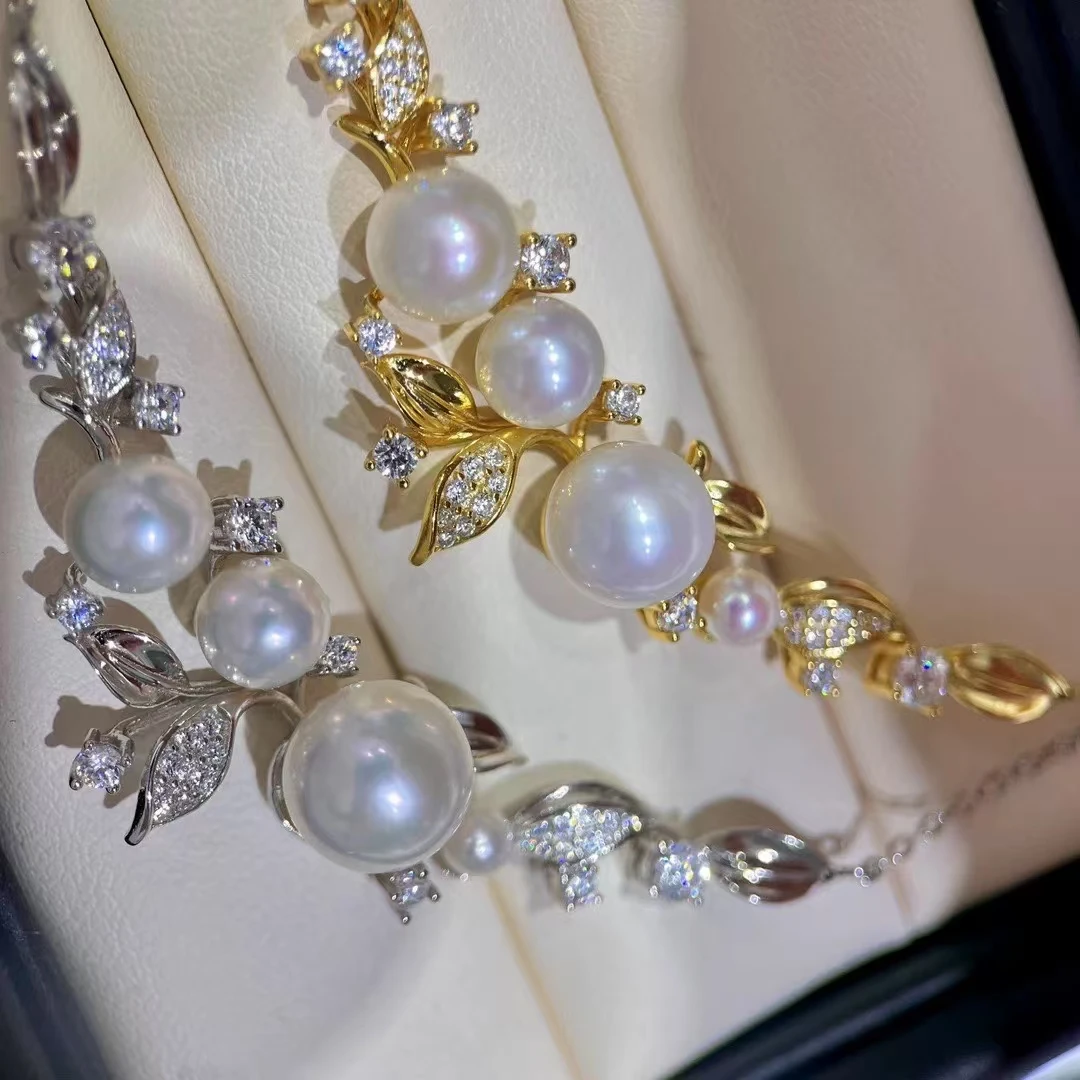 925 Sterling Silver Necklace Mountings Findings Jewellery Mounts Parts Fittings Accessories for 3-8mm Pearls 3pcs/lot