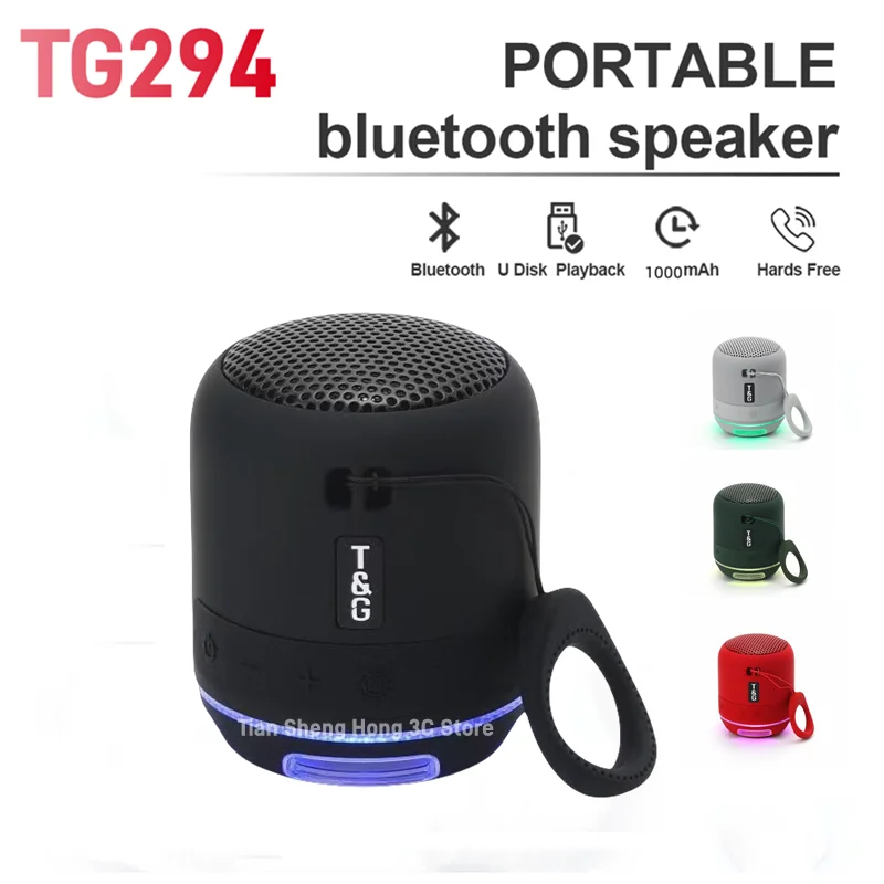 TG294 Портативные водонепроницаемые Bluetooth-колонки TWS Открытая мини-музыкальная шкатулка Светодиодный светильник Сабвуфер Поддержка USB/TF-карты для телефона ПК