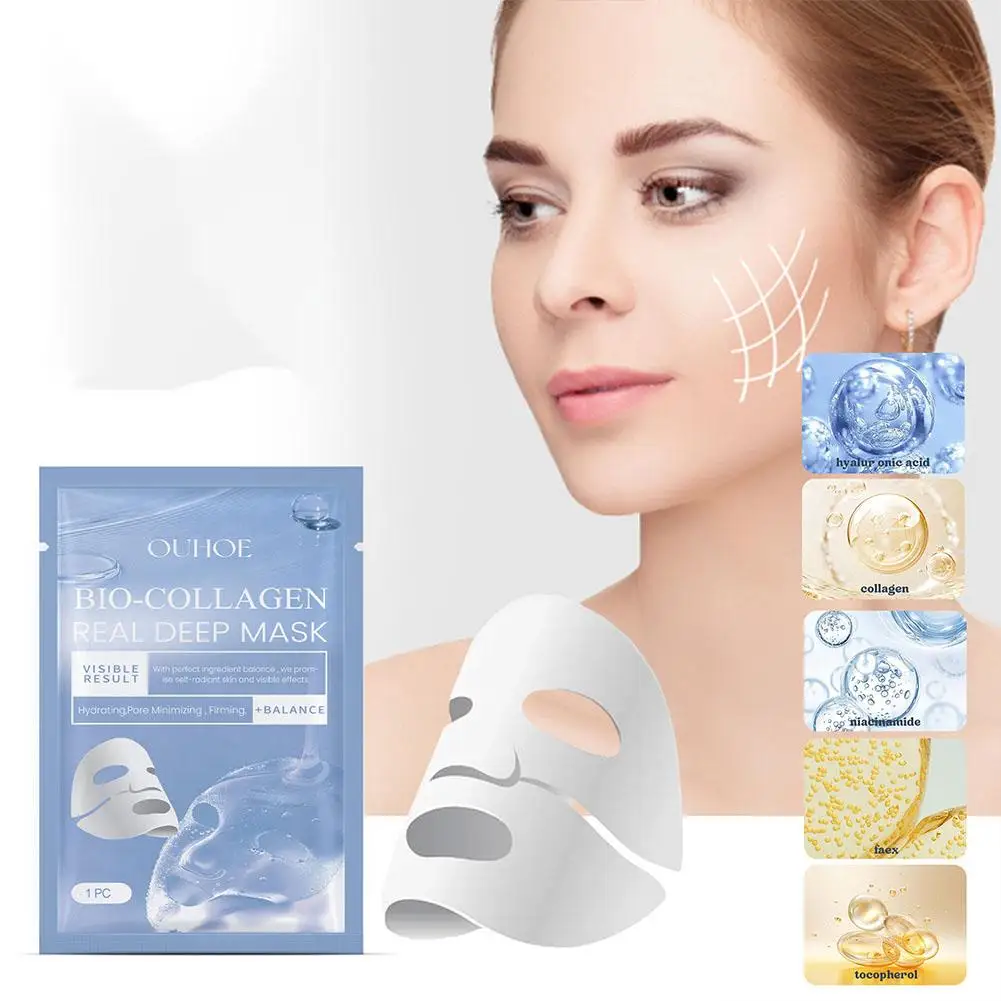 Bio Collagen Real Deep Moisturizing Mask Anti-Wrinkle Lifting Face Mask with Hydrolyze Collagen Soluble Collagen Sheet Mask