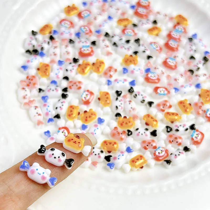 20Pcs New Cute Candy Nail DIY Accessories Cartoon Cat Jade Guigou Resin Accessories Festival Girl Gift