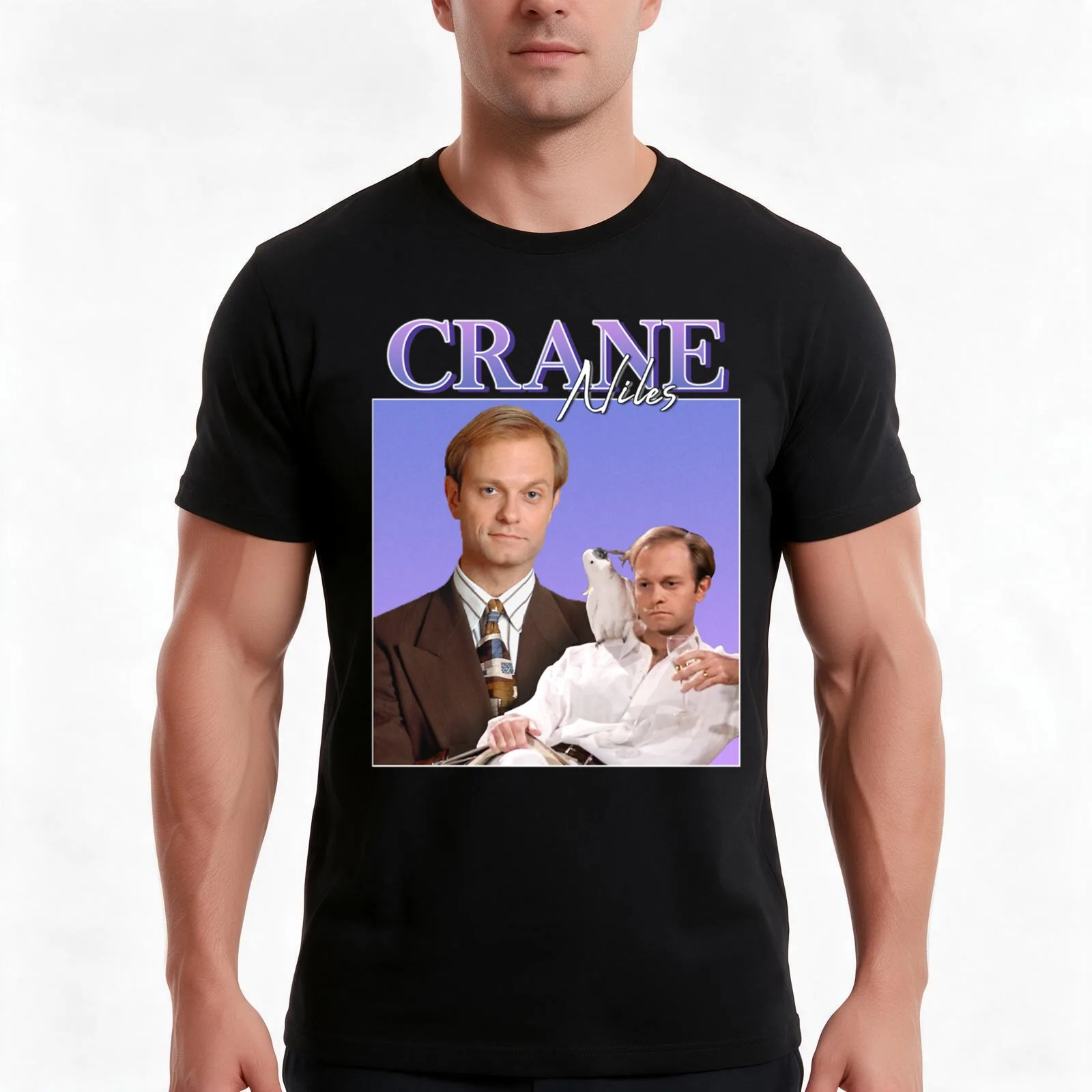 Niles Crane VintageRetro T-Shirt, Summer Casual Cotton Tee, Oversized Streetwear Tops, Vintage Graphic Print, Unisex Men Women