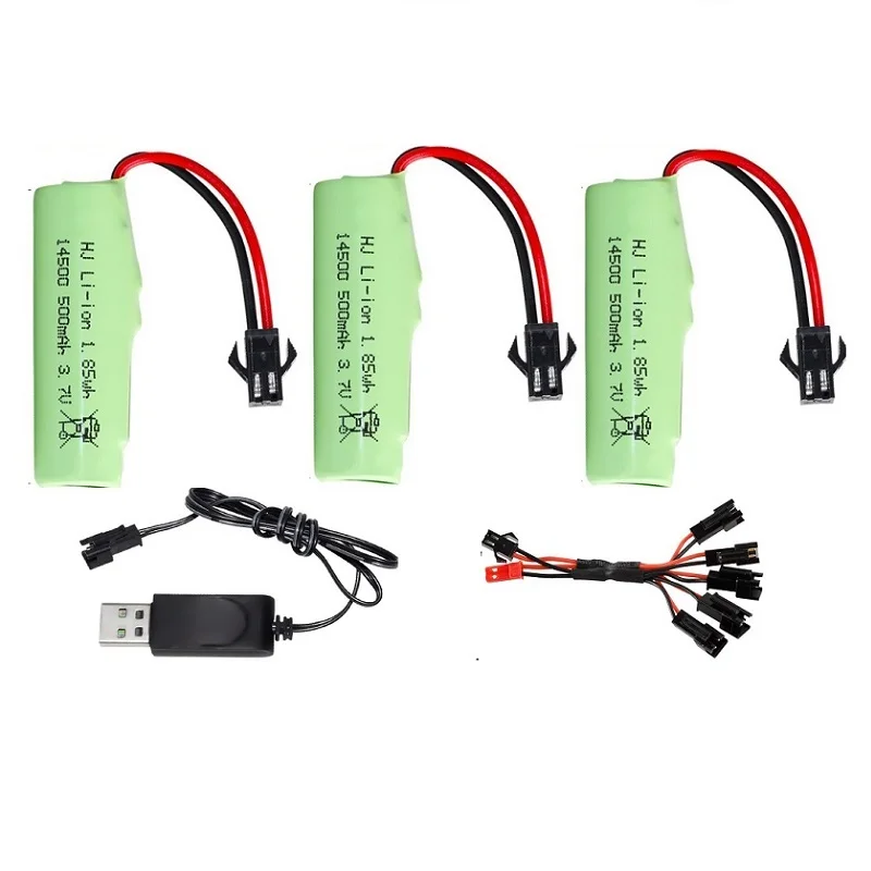 SM plug 3.7V 500mAh Li-ion Battery 14500/3.7V charger For R/C Stunt Dump Car/4WD Twist- Desert Cars  R/C Climbing cars