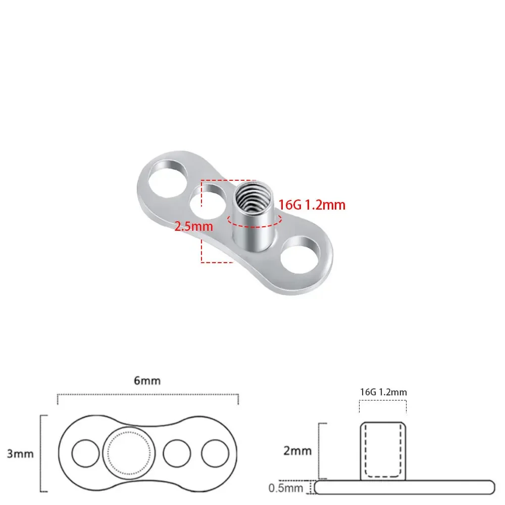 ASTM F136 Titanium Dermal Anchor Piercing 16G Microdermal Piercing Skin Diver Dermal Piercing Inlaid with 5A CZ Body Jewelry