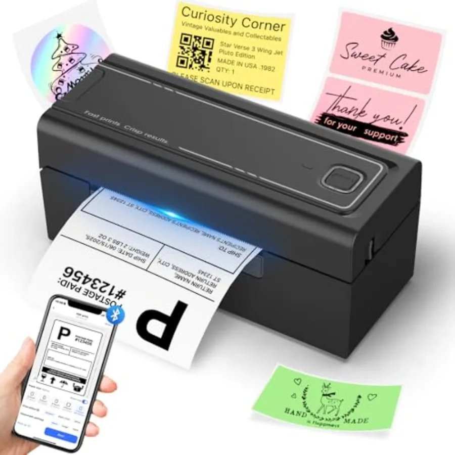 

Bluetooth Thermal Label Printer Wireless 4x6 Shipping Label Printer for Small Business and Shipping Packages Support iPhone And