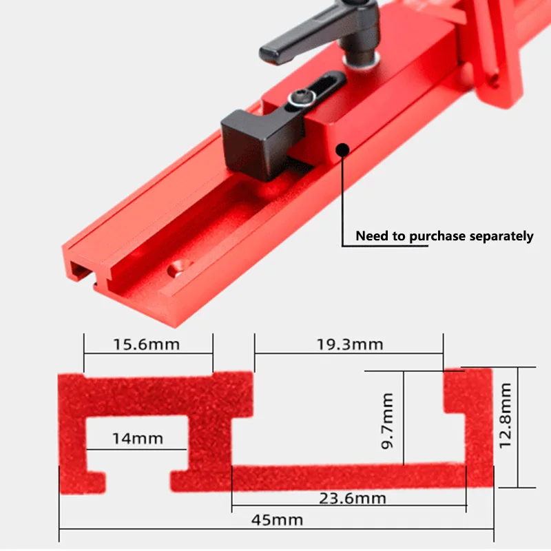 1Pc 45 Type T-Track 400mm Woodworking Chute Rail Track Slot Carpenter Miter Track Aluminium DIY Table Saw Workbench Tool