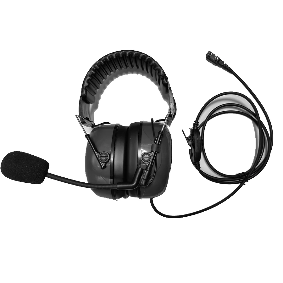2026new 2 Pin Overhead Earpiece Headset Boom Mic Noise Cancelling for Kenwood Baofeng Puxing HYT Quansheng Puxing Two Way Radio