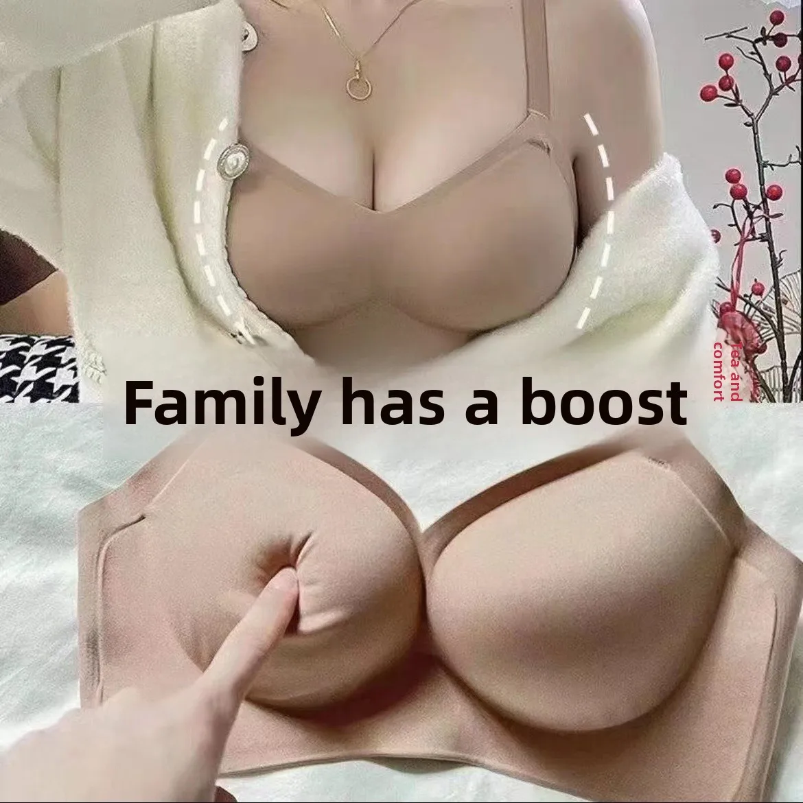 

Sexy Externally Expanded Cartoon round Chest Thickened Women's Underwear Gathered Bra Home Clothes Pure Desire Style Four Sea...