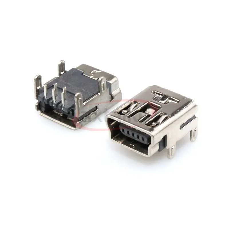 20 PÇS/LOTE Mini USB 5Pin Conector de Soquete Fêmea 4 pés para Carregamento de Cauda Conector de Porta de Carregamento de Telefone Móvel 90/180 graus SMD