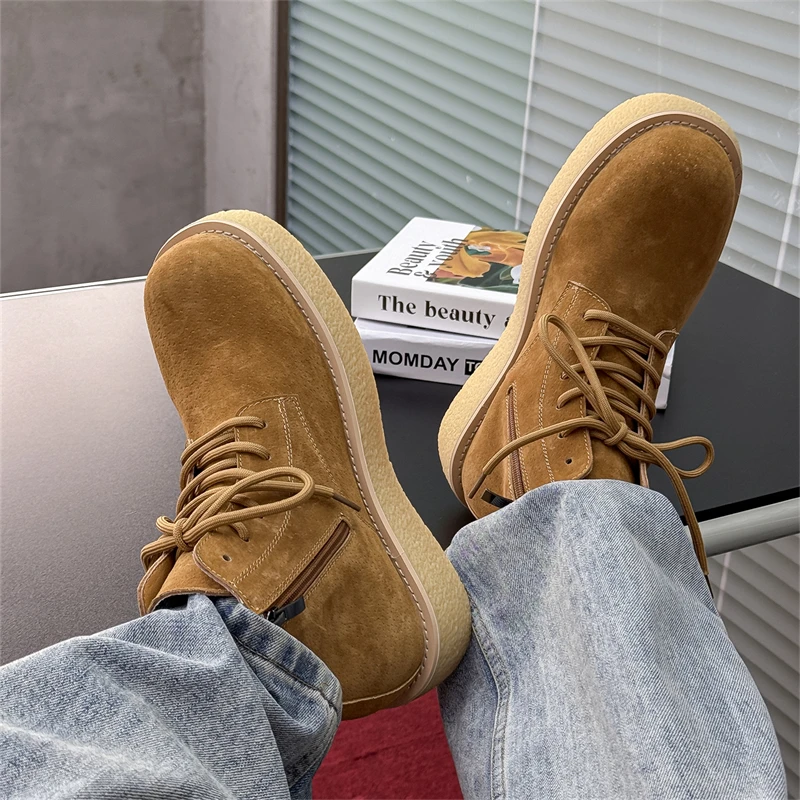 High Quality Men Boots British Men Short Boots Designer Mens Motorcycle Boot Outdoor Wear-resistant Workwear Boots for Men Botas