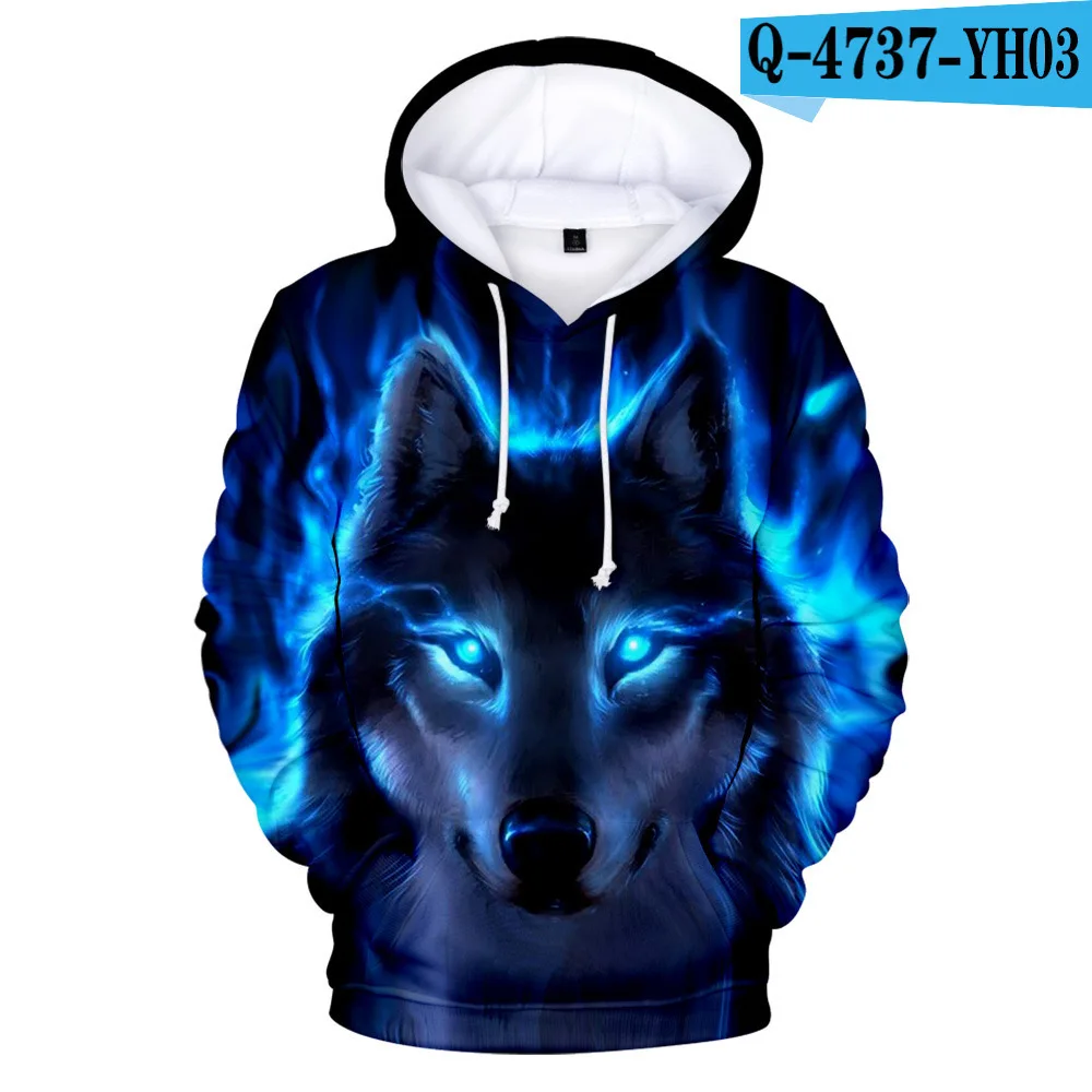 

2024 new wolf Moonlight fashion hoodie spring and Autumn Men's and women's Hoodie Light Unicorn 3D printing lovers sports hoodie