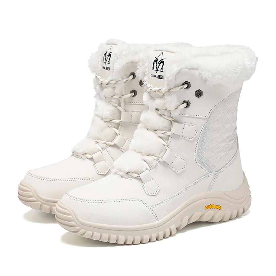 

Winter New Snow Boots Womens Platform Non Slip Outdoor Waterproof Mid Calf Boots With Warm Faux Fur Lined Fashion Shoes ﻿