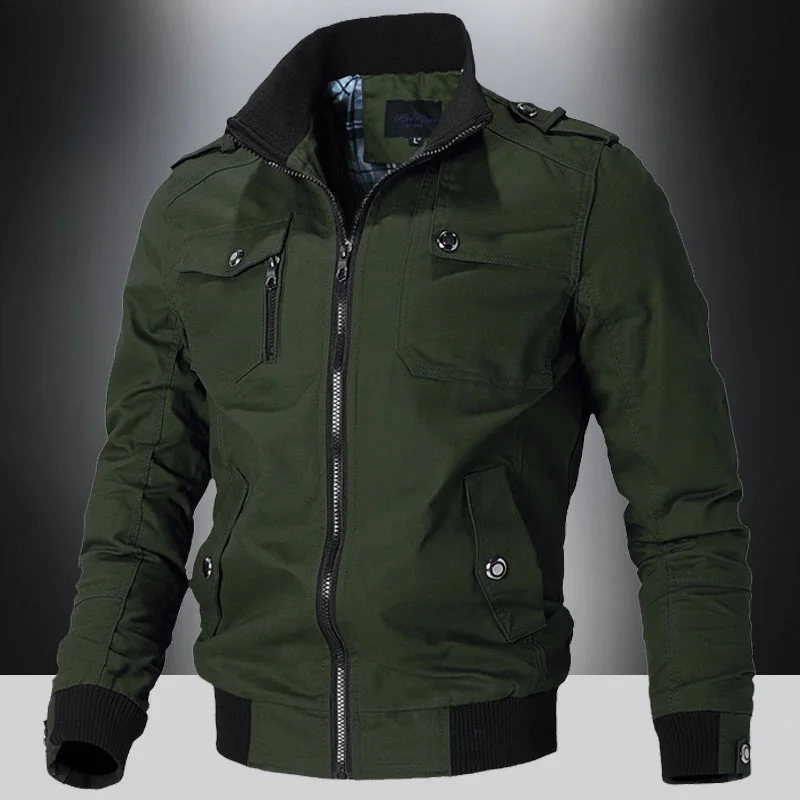 

Повседневная мужская куртка из чистого хлопка, приталенного кроя, в корейском стиле, весна-осень, модная, с воротником-стойкой, рабочая одежда, тонкая верхняя одежда