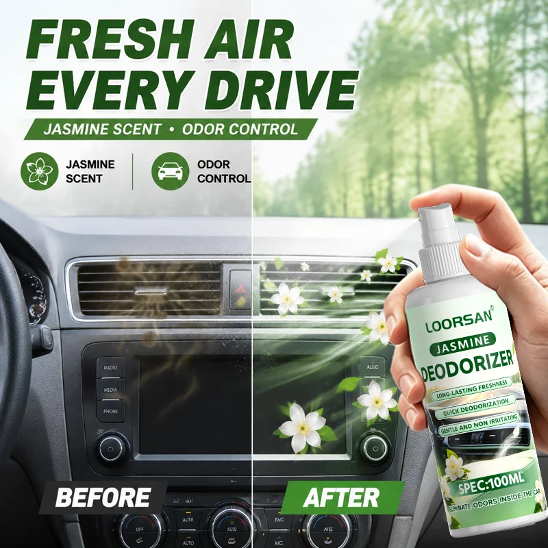Car Air Freshener Spray 100ml Car Interior Odor Eliminator Air Vent Deodorizer Long Lasting Jasmine Scent Car Deodorant Spray
