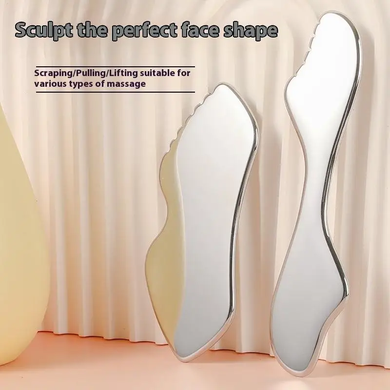Rullo per il viso Gua Sha Beauty Strumento per massaggio del viso e del collo Rullo per massaggio per la cura della bellezza per il rafforzamento della pelle in acciaio inossidabile