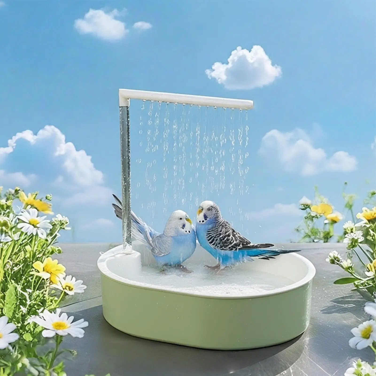 

Parrot Shower Automatic Running Water Spray Tub With Pump And Running Water USB Powered Parakeet Bath For Cockatiel Small Medium