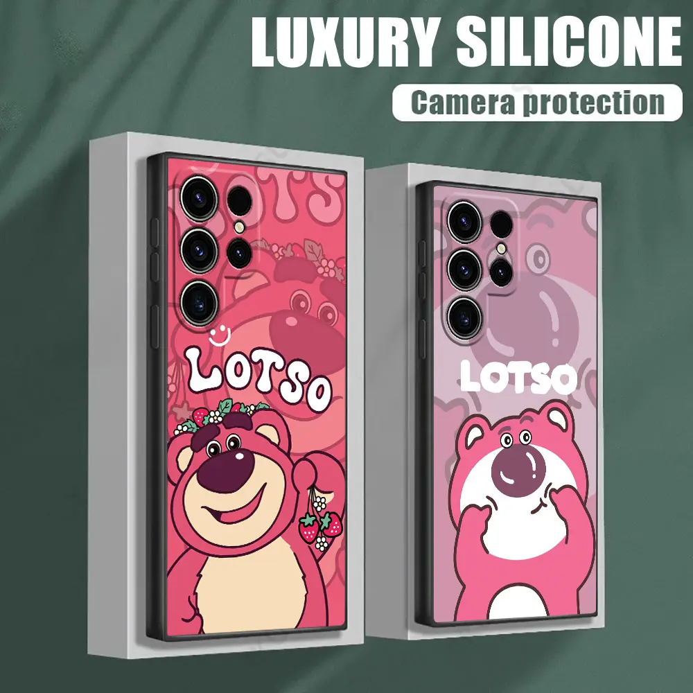 

Lotso Strawberry Bear Phone Case For Samsung Galaxy S24 Ultra Cases S23 S21 S20 FE S22 9 Plus 5G Note 20 Ultra 10 Silicone Cover