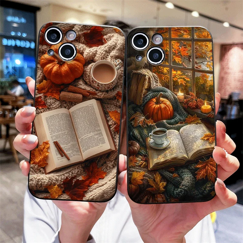 Herbstlandschaft Ahornblatt Kürbis Handyhülle für Samsung Galaxy M53 M54 M55 S25 S24 S23 Ultra S22 Plus S21 FE S20 Softcover