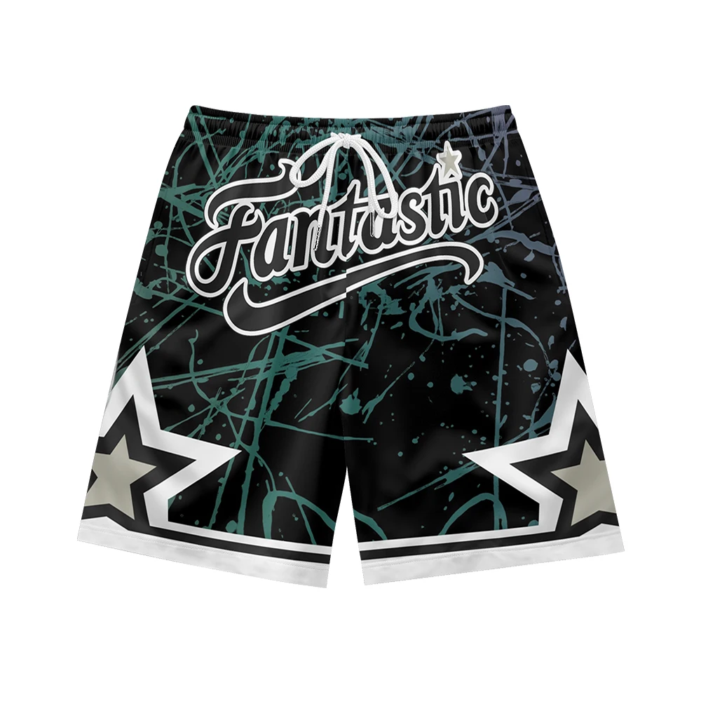 Simple and stylish printed pattern suitable for daily wear, casual trend, summer men's drawstring beach sports shorts