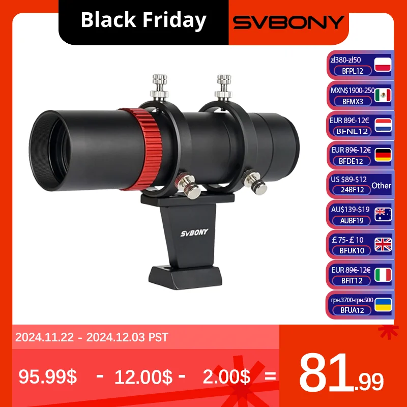 Svbony SV165 Finder Scope for Telescope 40mm Mini Portable Guide Scope F4 160mm Multi-Coated with Built in Helical Focuser