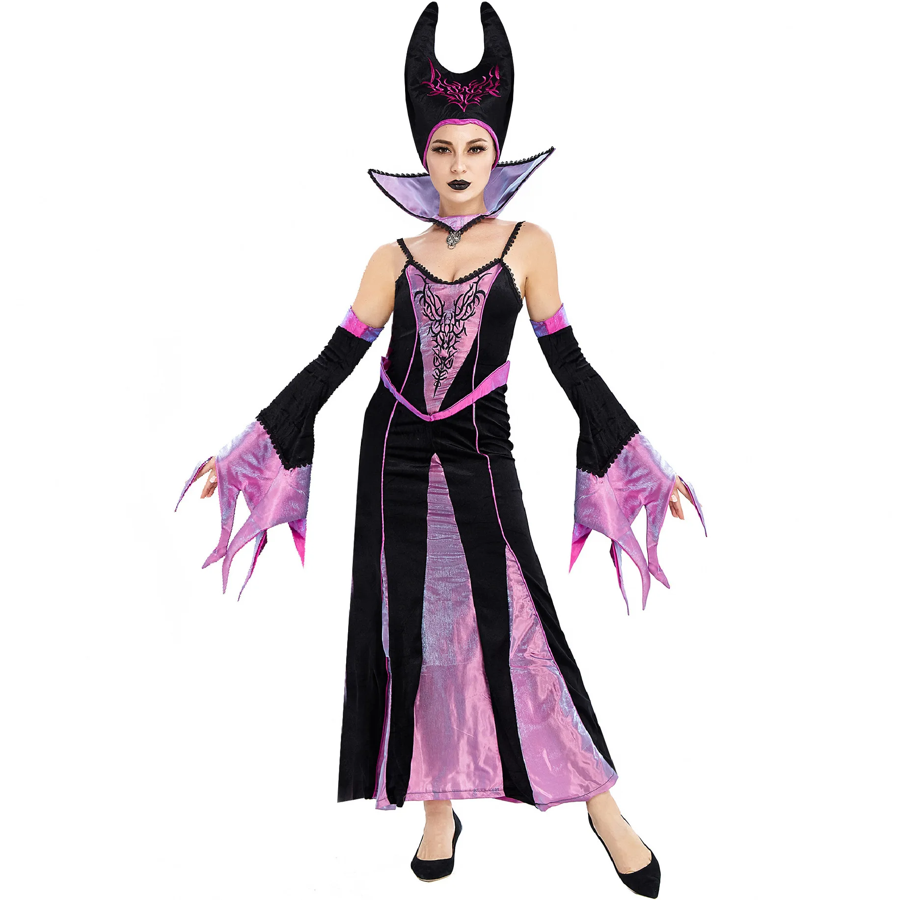 

Halloween Witch Costume Women Carnival Evil Demon Queen Cospaly Dress Female Stage Performance Parade Party Witch Fancy Dress