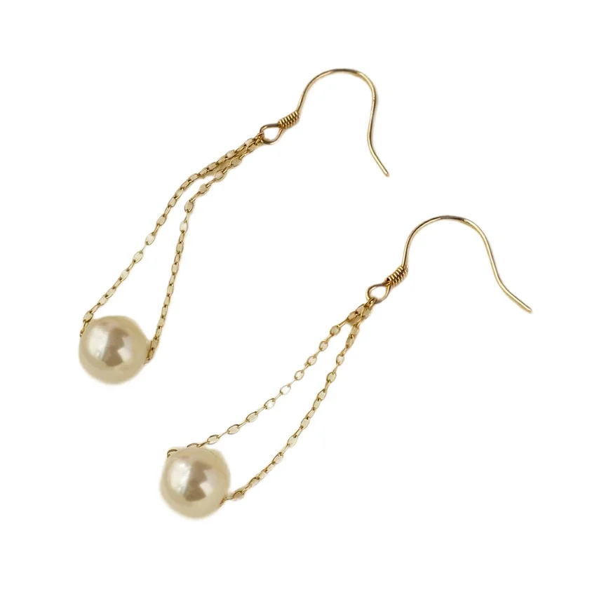 

CHARMING PAIR OF SOUTH SEA GENUINE NATURAL WHITTE ROUND PEARL EARRING 88888