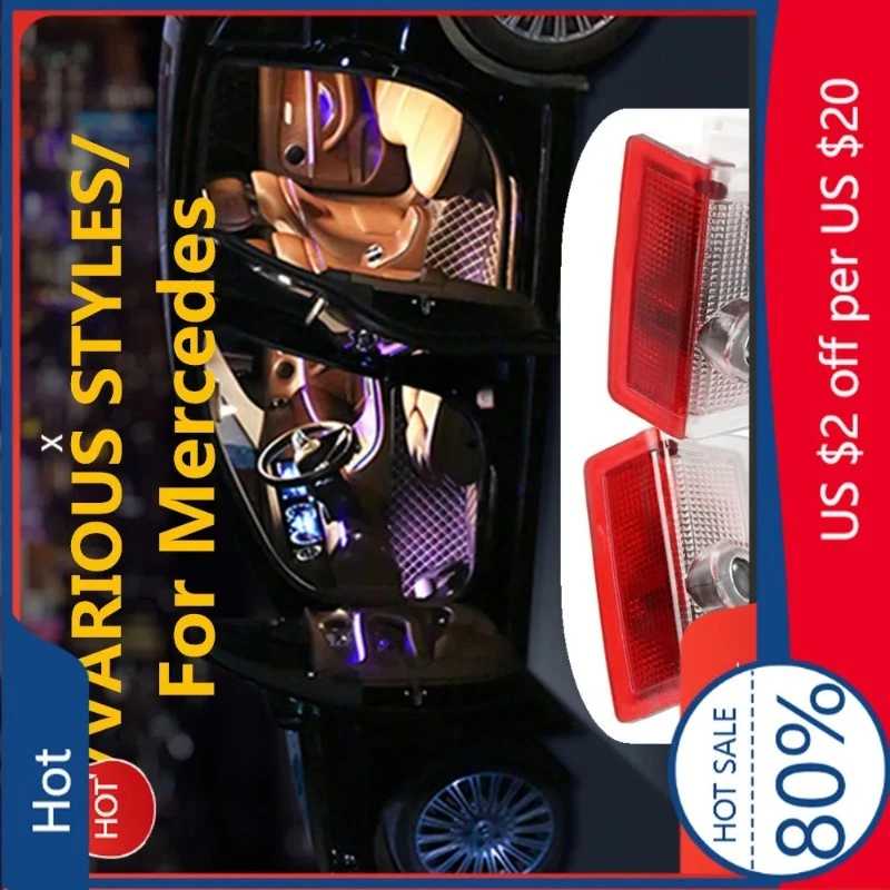 

Для MERCEDES-BENZ для наклейки, новая светодиодная дверь автомобиля, предупреждение о призрачном тене, аксессуары для Mercedes Benz W212 W213 W166