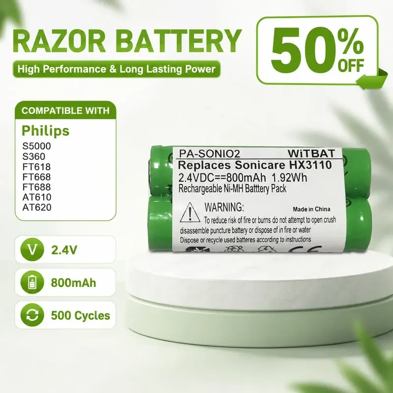 For Philips S5000 S360 FT618 FT668 FT688 AT610 AT620 Electric Shaver Replacement Battery