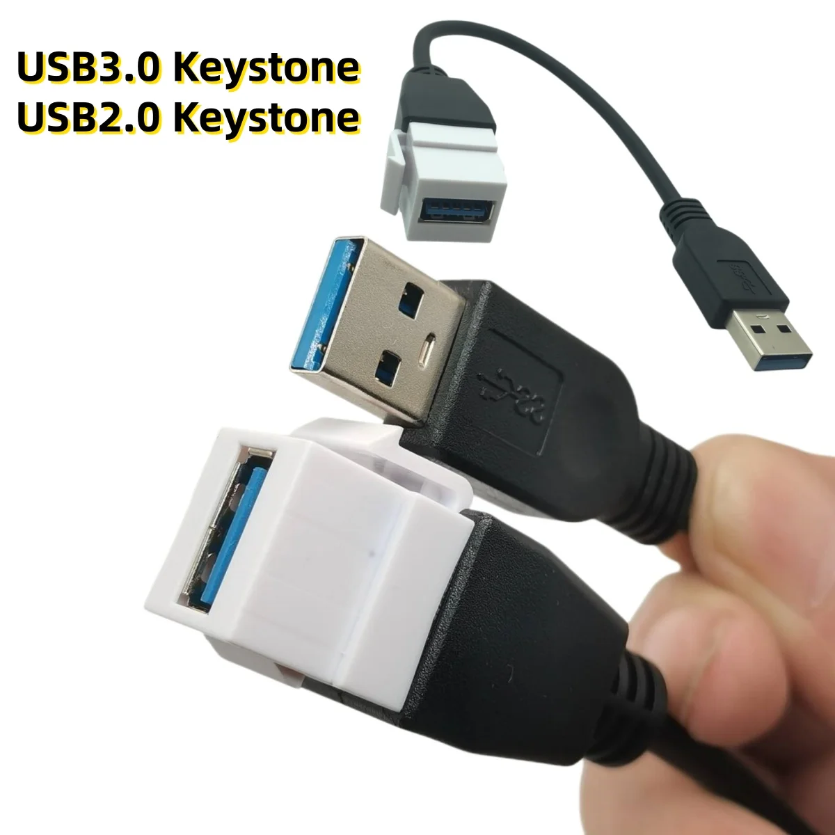 0.2M USB 3.0 Male to Female Keystone Jack Coupler Connector Cable Adapter USB 2.0 A Male to A Female Extension Converter