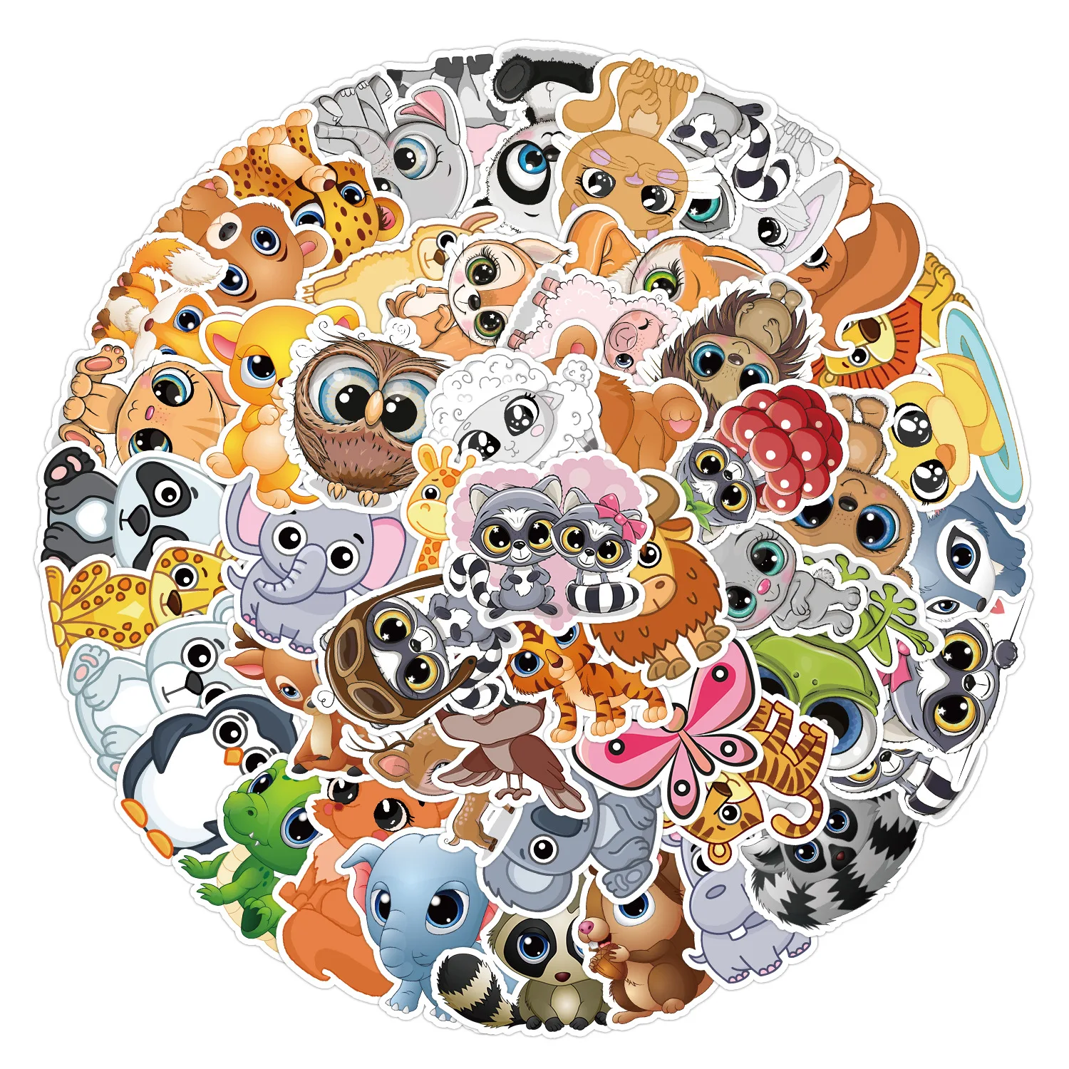 10/25/50pcs Mixed Big Eyes Animal Stickers cartoon for DIY Luggage Suitcase Notebook Guitar Laptop Phone Stationery Water Bottle