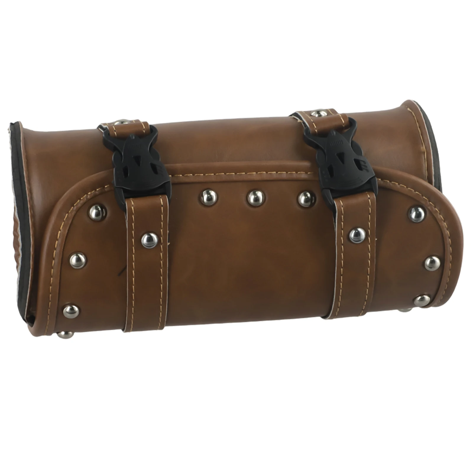 

Retro Motorcycle Handlebar Bar Leather Tool Bag Saddlebag with Quick Release Buckle for Front or Rear Use Fits