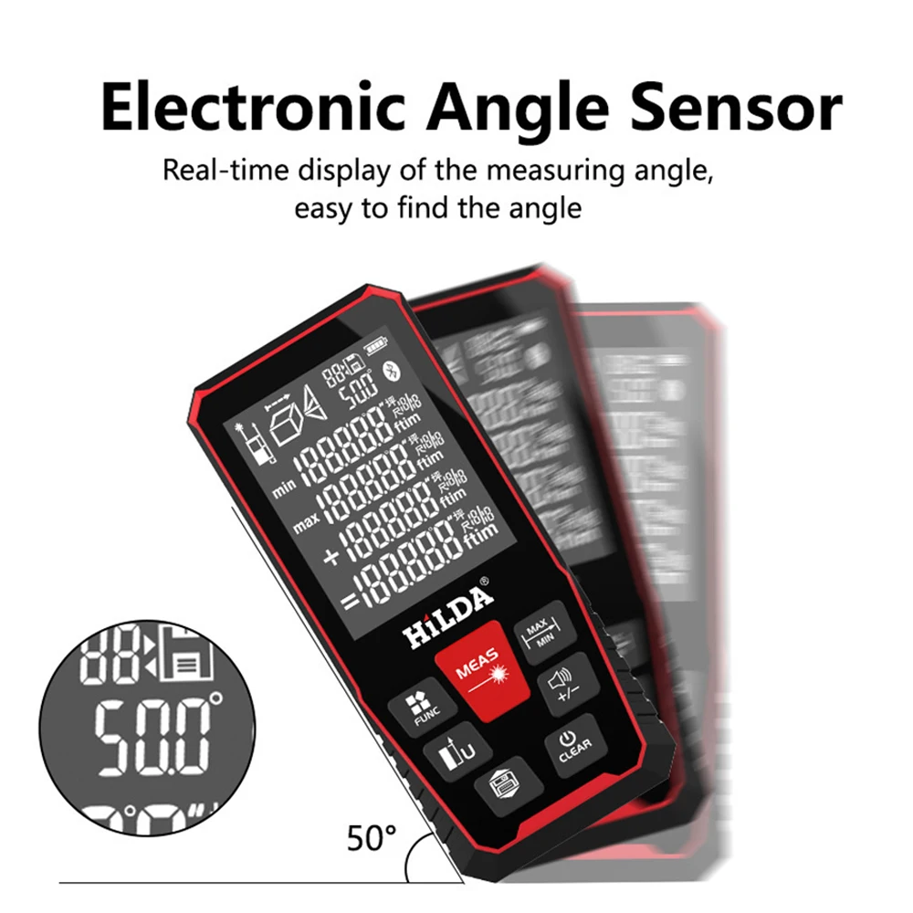 Imagem -02 - Laser Rangefinder Distância Medidor Edifício Medida Régua Construir Medida Tape Range Device 100m 200m
