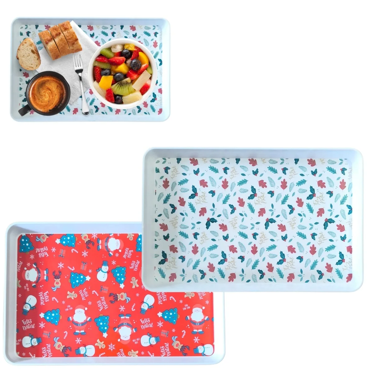 Rectangular Tray Christmas Decoration in Melamine 32cm